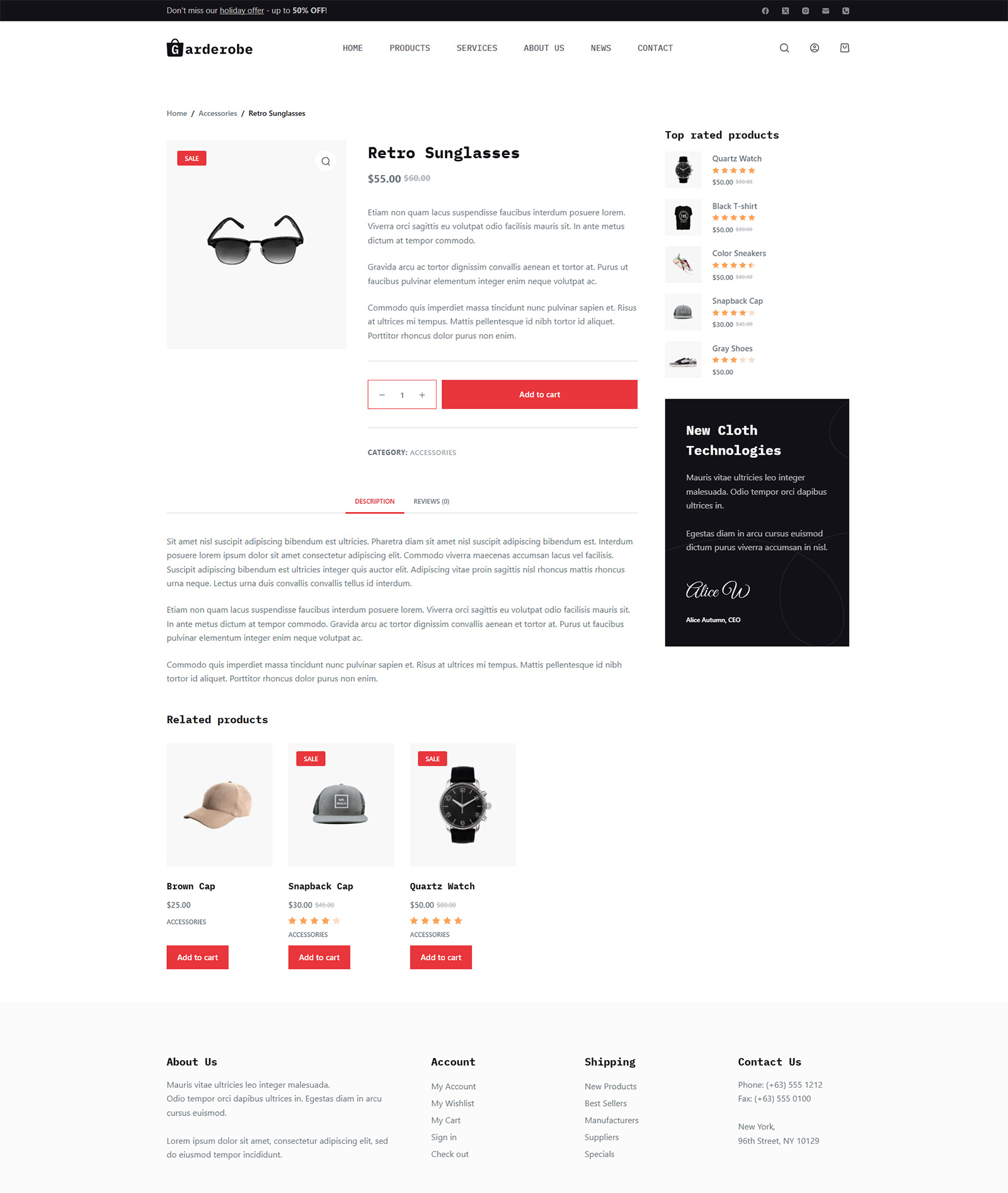 product showcase on launch-ready WordPress online shop