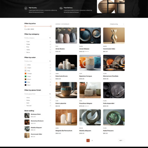 Product catalog layout on modern WordPress website, SEO optimized and ready to sell with intuitive navigation