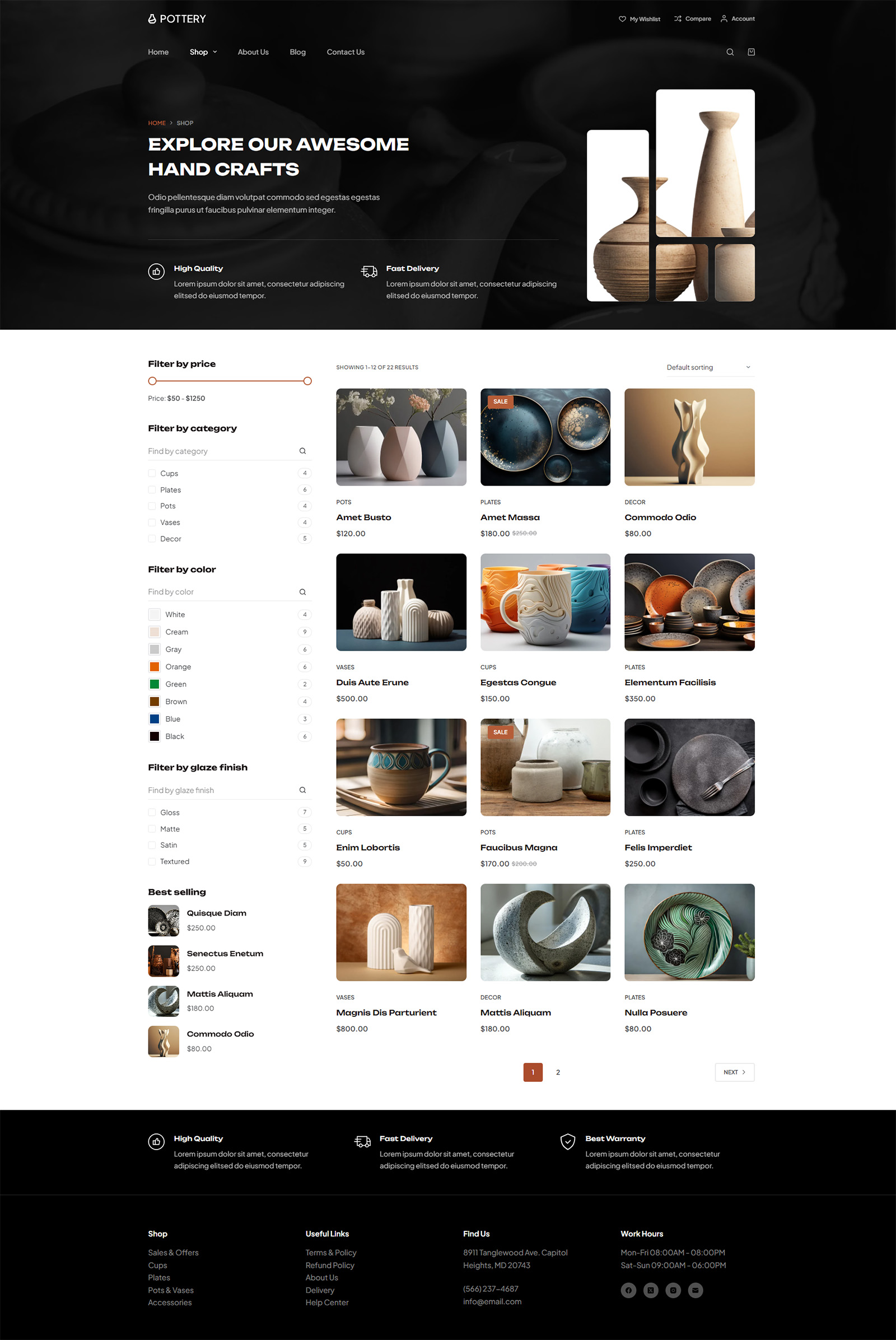Product catalog layout on modern WordPress website, SEO optimized and ready to sell with intuitive navigation