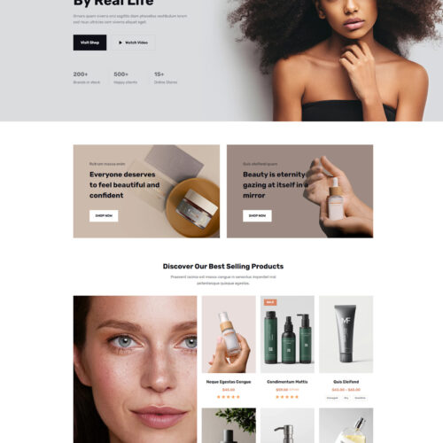 Homepage of Cosmetic WooCommerce website — stylish WordPress design with soft nude accents, built for modern beauty brands