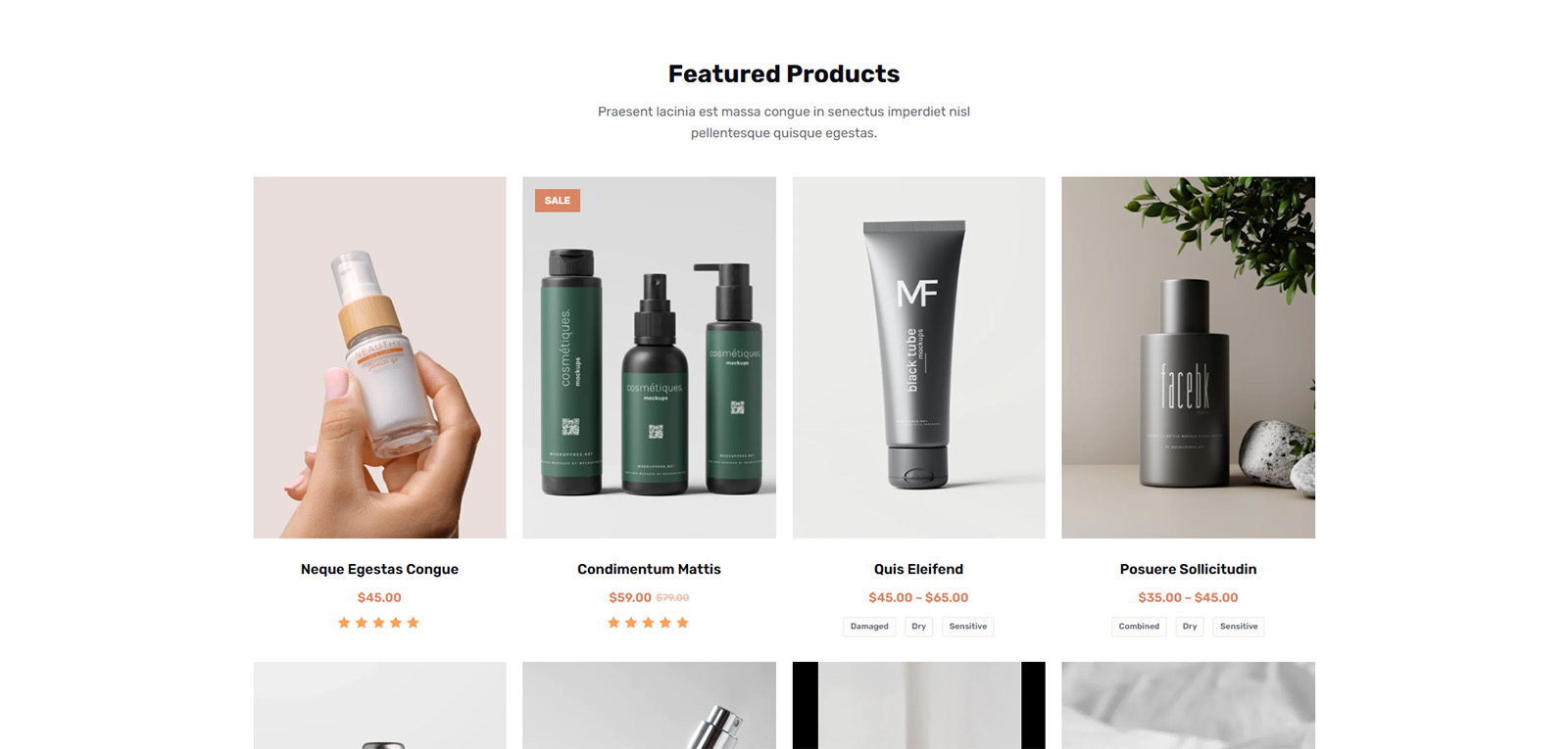 Homepage banner showcasing skincare items on a fast-launch template for small beauty businesses
