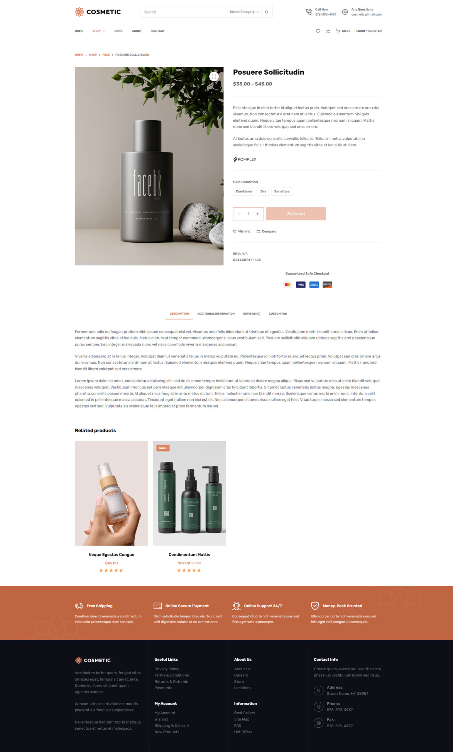 Product card from a cosmetic e-commerce site built on WordPress, featuring a conversion-focused layout and mobile-friendly design.