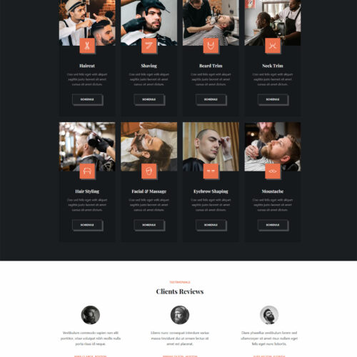 Services page layout with listed treatments and booking options — professional WordPress website for barbershop services