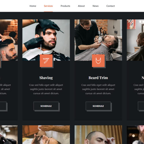 Portfolio section with high-quality visuals — ready-made business website for showcasing barbershop interiors and results