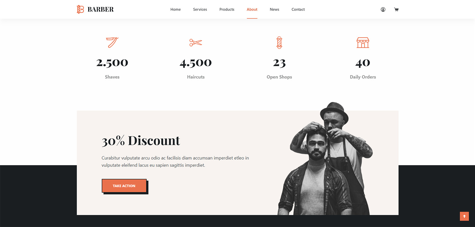 Benefits section from a ready-to-launch WordPress website for barbershops, showcasing a clean layout and business-focused messaging.