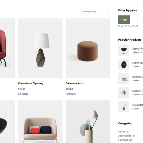 Shop page with minimalist product grid — SEO optimized WooCommerce layout for modern e-commerce brands
