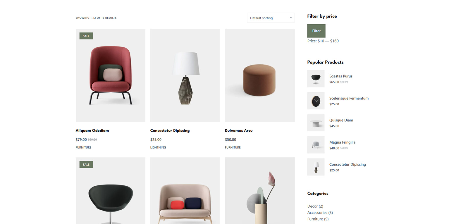 Shop page with minimalist product grid — SEO optimized WooCommerce layout for modern e-commerce brands