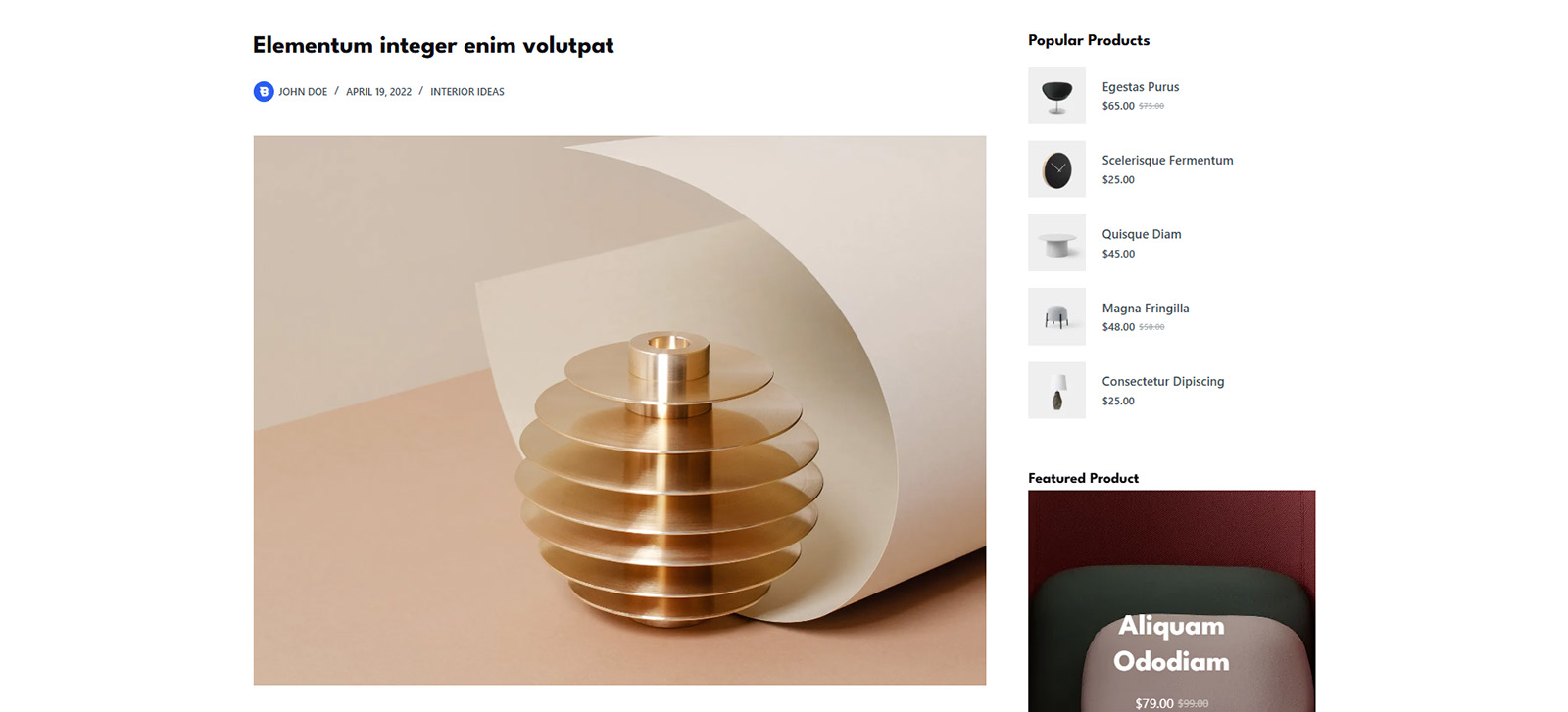 Services page with elegant layout — WordPress design for boutiques and creative studios