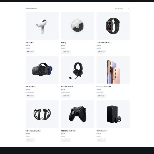 Category filter section in a clean layout — mobile responsive e-commerce design for tech brands
