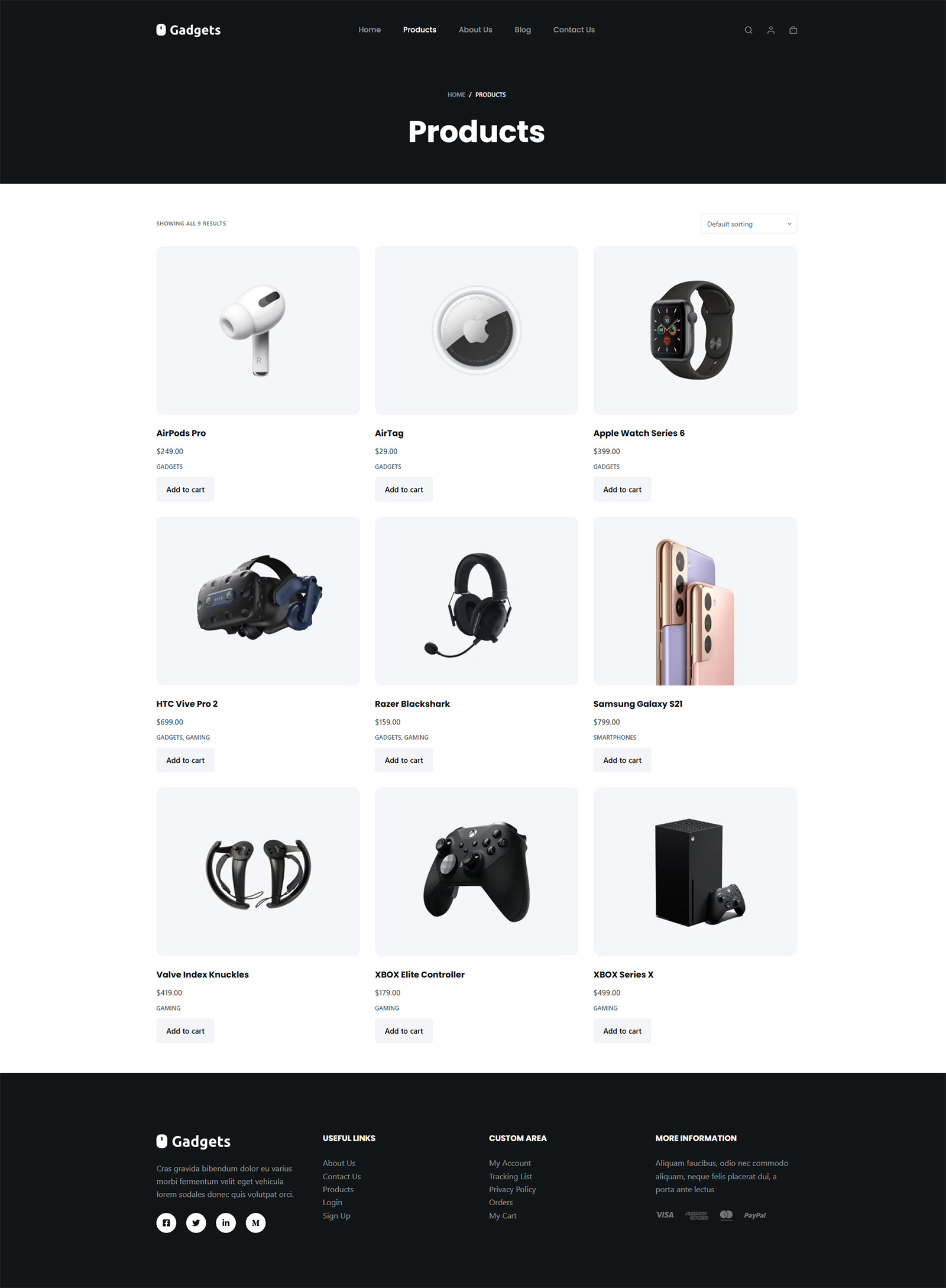 Category filter section in a clean layout — mobile responsive e-commerce design for tech brands