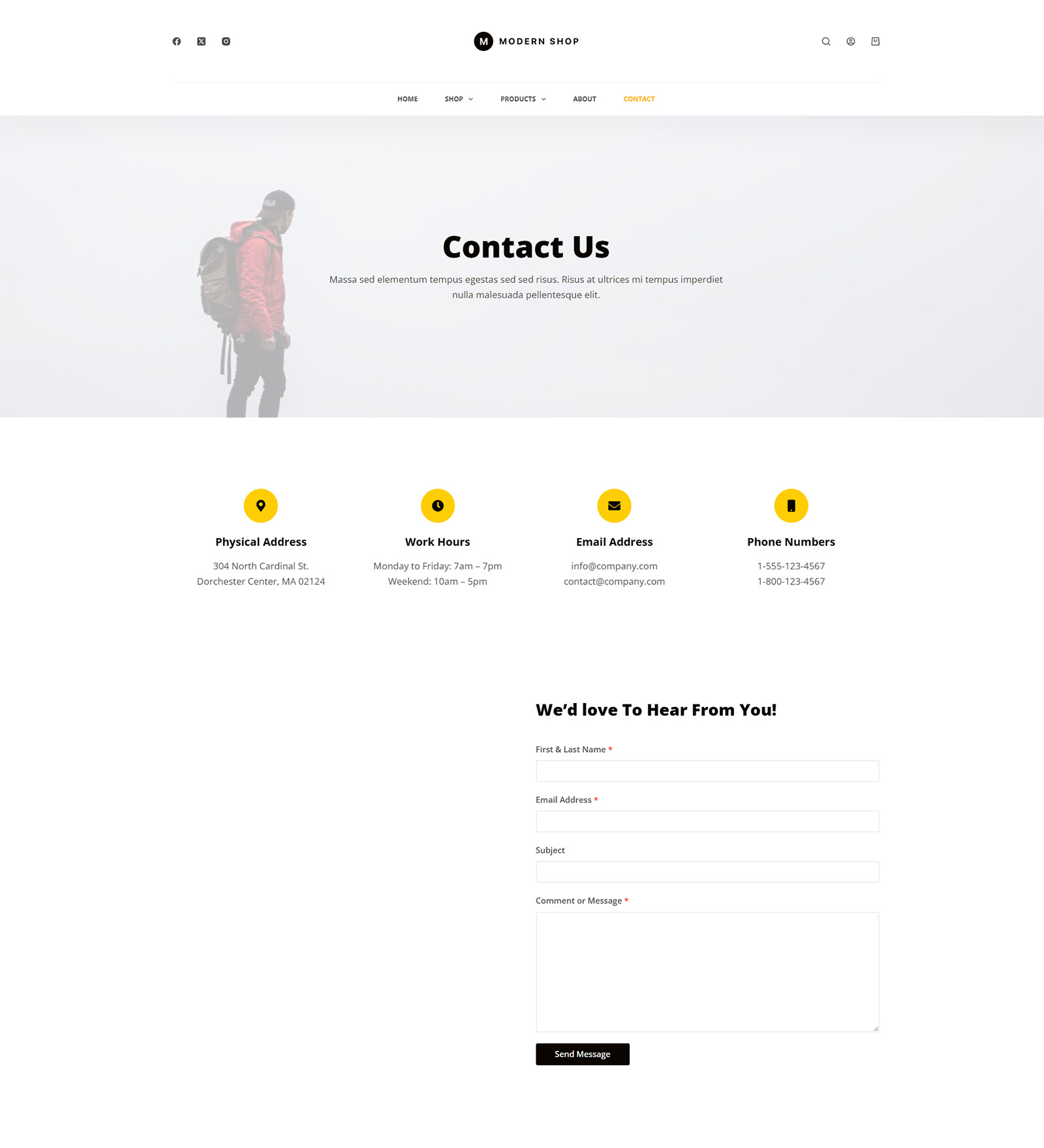 Full-width section showcasing store benefits — user-friendly interface for fast website launch