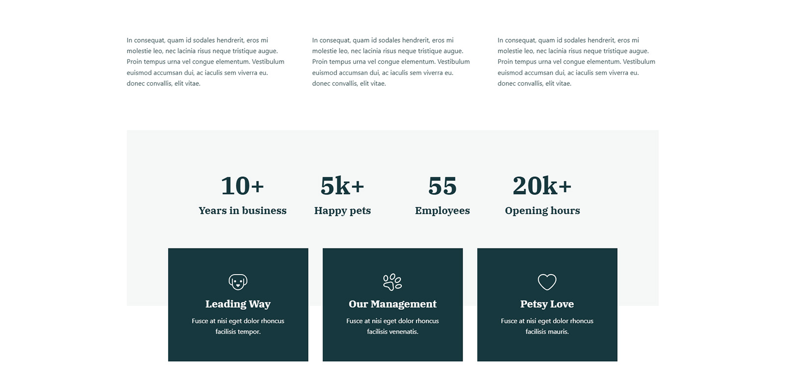 store benefits block with icons and short descriptions in minimalist design