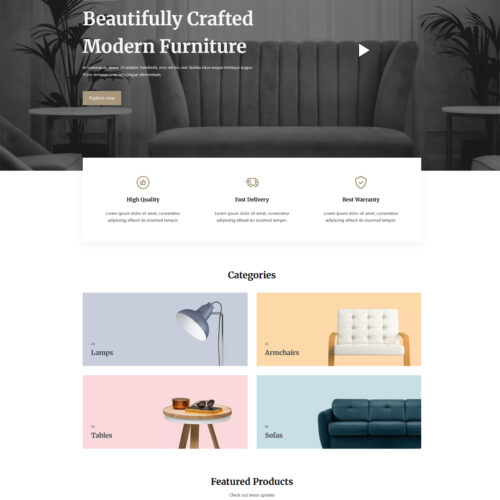 Homepage of minimalist WordPress store template for fashion and lifestyle brands