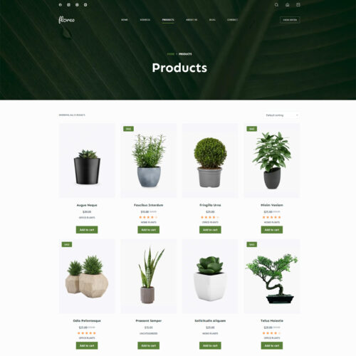 Shop page with green-and-white layout — eco-friendly online store template for natural skincare and home goods
